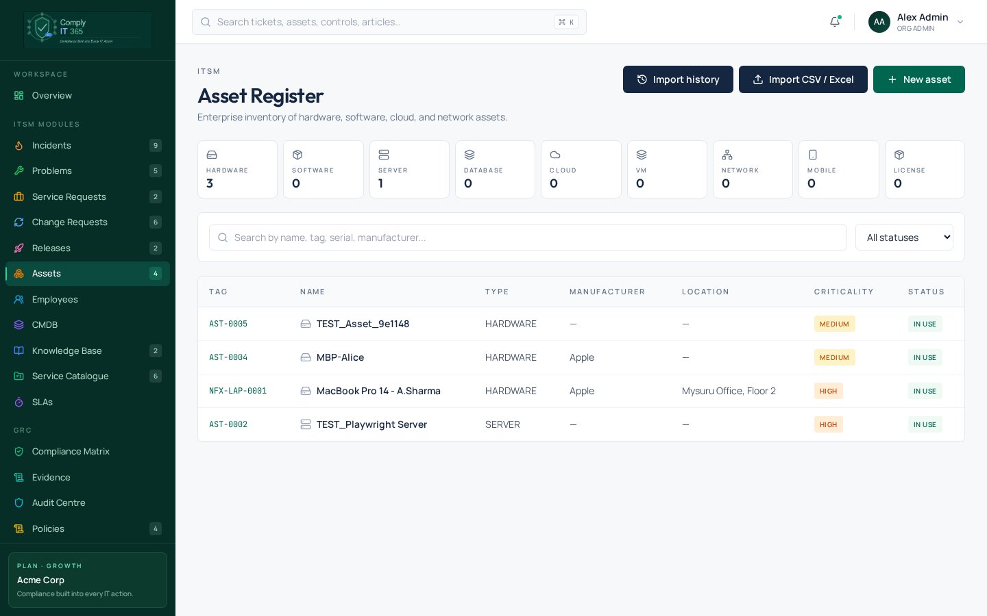 Asset Register